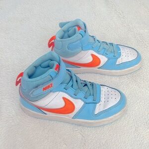 Nike Blue and Orange High-Top Sneakers Retro Design